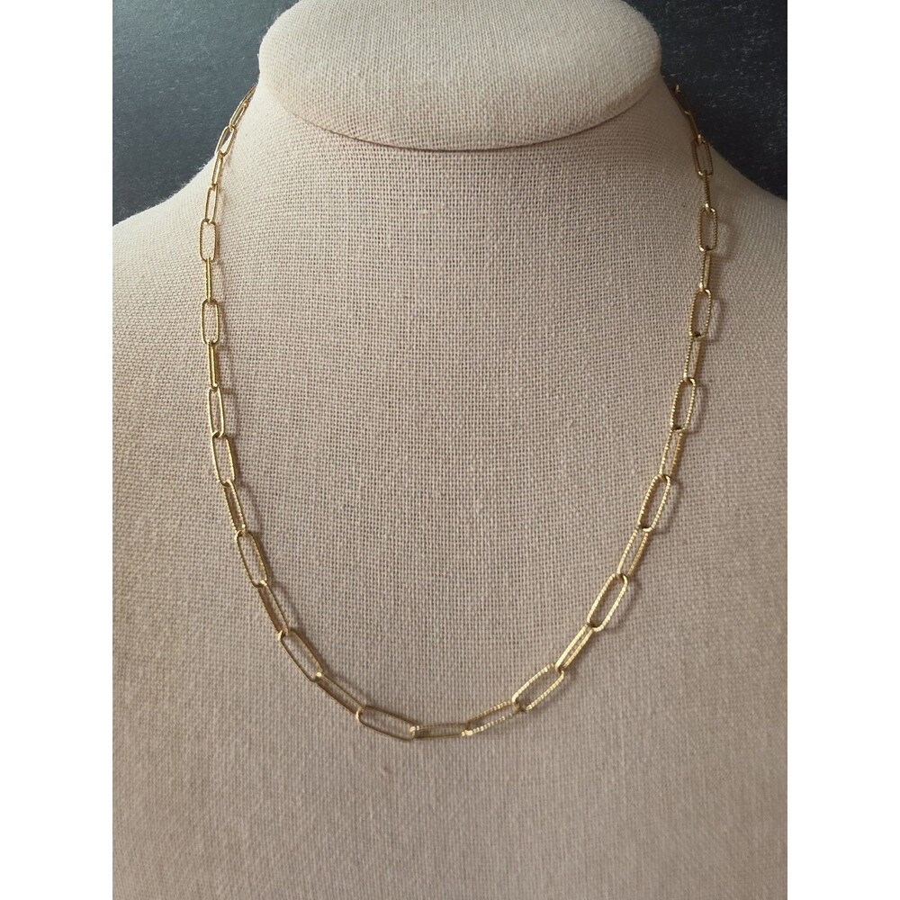 Italian Gold Tone 925 Sterling Silver Paperclip Chain Necklace Vintage